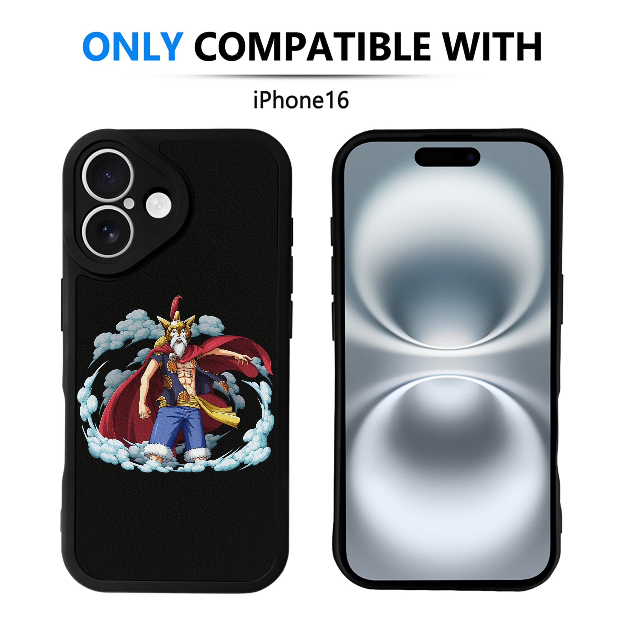 （画像用） ワンピース モンキー・D・ルフィ ONE PIECE Monkey D. Luffy 【iPhone 16シリーズ対応】シリコンスマホケース（レザー調） 材質：シリコン